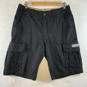 Vintage Union Bay Mens Cargo‎ Shorts Sz 33 Black Y2K Streetwear Grunge Logo